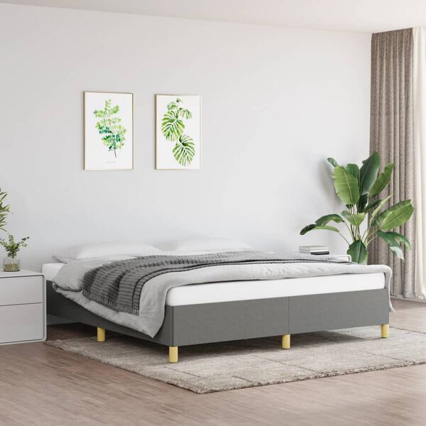 vidaXL Cadre de lit sans matelas gris fonc&eacute; 180x200 cm tissu