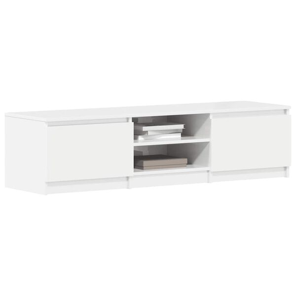 vidaXL Meuble TV blanc brillant 140x40x35,5 cm bois d'ingénierie