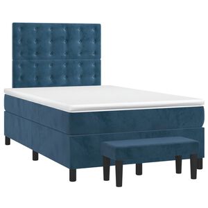 vidaXL Sommier &agrave; lattes de lit et matelas bleu fonc&eacute; 120x190cm velours