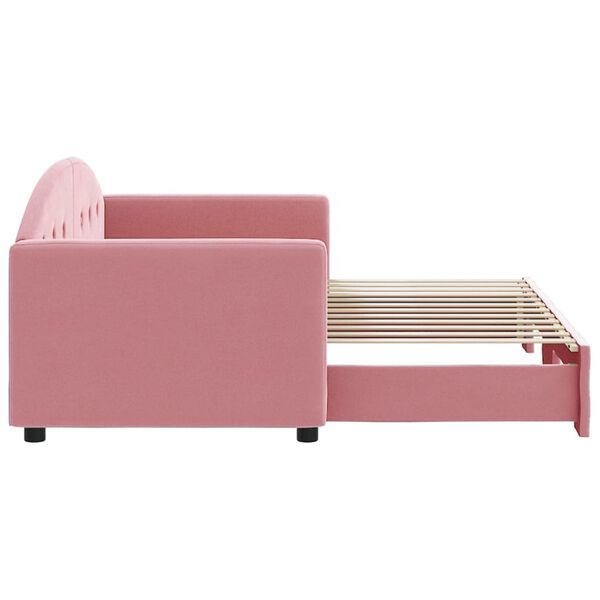 vidaXL Lit de jour avec gigogne sans matelas rose 80x200 cm