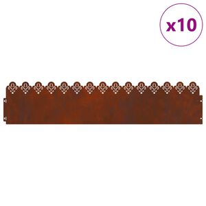 vidaXL Bordures de pelouse 10 pc 103 x 0,05 x 22 cm Acier patin&eacute;