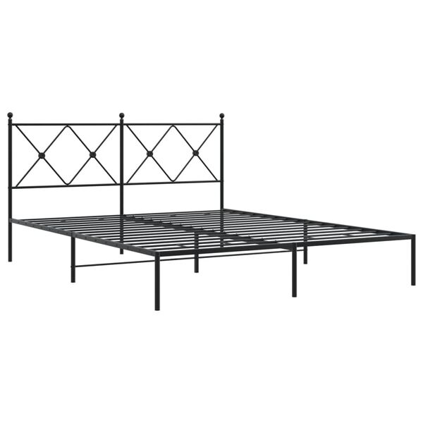 vidaXL Cadre de lit métal sans matelas avec tête de lit noir 150x200cm