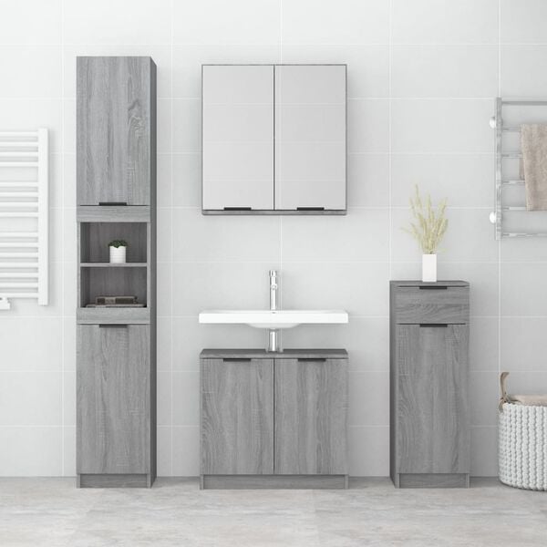 vidaXL Ensemble d'armoires de salle de bain 4 pcs sonoma gris