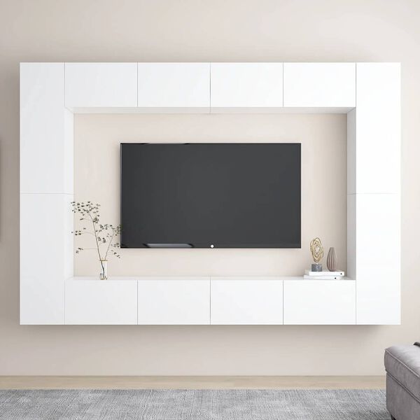 vidaXL Ensemble de meubles TV 8 pcs Blanc Bois d'ing&eacute;nierie