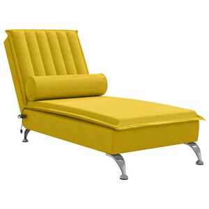 vidaXL Chaise longue de massage avec traversin jaune velours