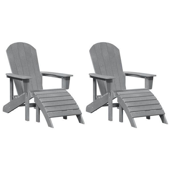 vidaXL Chaise de jardin 2 pcs Gris clair 83 x 74 x 92 cm Poly&eacute;thyl&egrave;ne