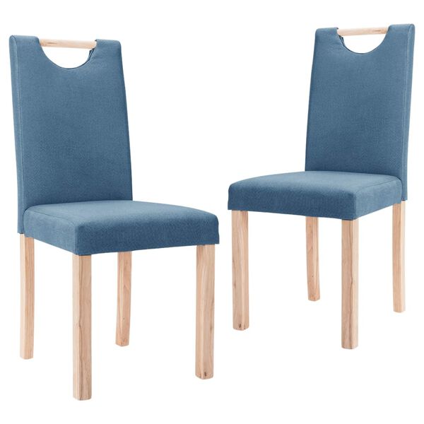 vidaXL Chaises &agrave; manger lot de 2 bleu tissu