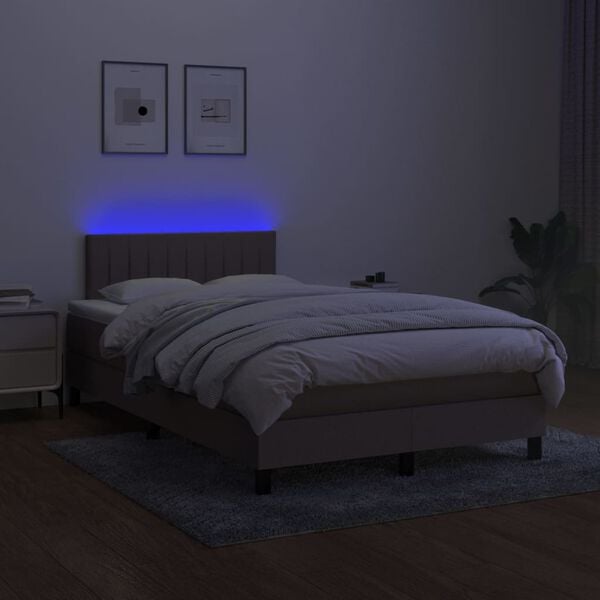 vidaXL Sommier &agrave; lattes de lit avec matelas LED Taupe 120x200 cm Tissu