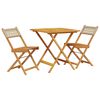 vidaXL Ensemble de bistro 3 pcs beige résine tressée et bois massif