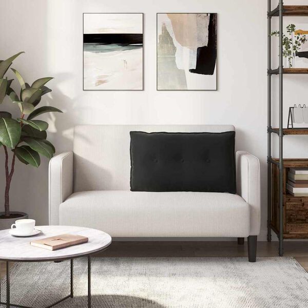 vidaXL Coussin de Dos Noir 80 x 50 cm Tissu en velours c&ocirc;tel&eacute;