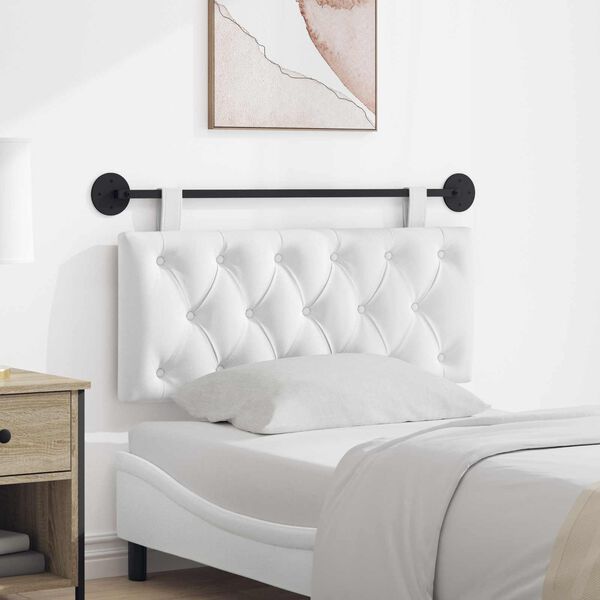 vidaXL T&ecirc;te de lit suspendue Montage mural Blanc 110 x 55 x 7 cm tissu