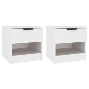 vidaXL Tables de chevet 2 pcs Blanc Bois d'ing&eacute;nierie