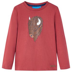 T-shirt enfants &agrave; manches longues rouge br&ucirc;l&eacute; 116