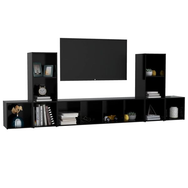 vidaXL Ensemble de meubles TV 5 pcs Noir Bois d'ing&eacute;nierie