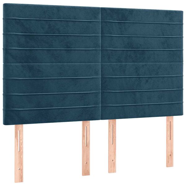 vidaXL T&ecirc;te de lit Bleu fonc&eacute; 144 x 5 x 118/128 cm Velours