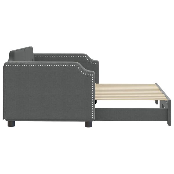 vidaXL Lit de jour avec gigogne sans matelas gris fonc&eacute; 90x190 cm