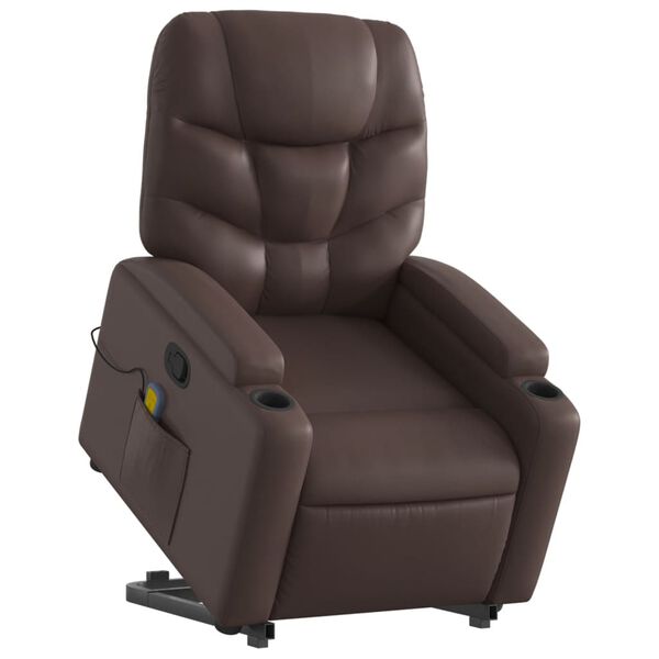 vidaXL Fauteuil inclinable de massage Marron Similicuir