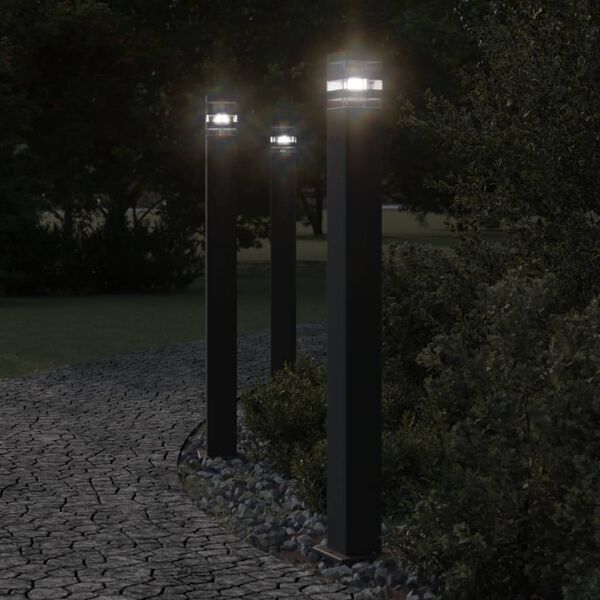 vidaXL Lampadaire d'extérieur avec capteur noir 110 cm aluminium