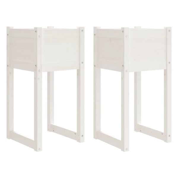 vidaXL Jardini&egrave;res 2 pcs Blanc 40x40x81 cm Bois massif de pin