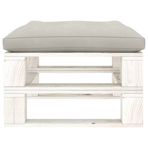 vidaXL Repose-pied palette de jardin avec coussin taupe Bois