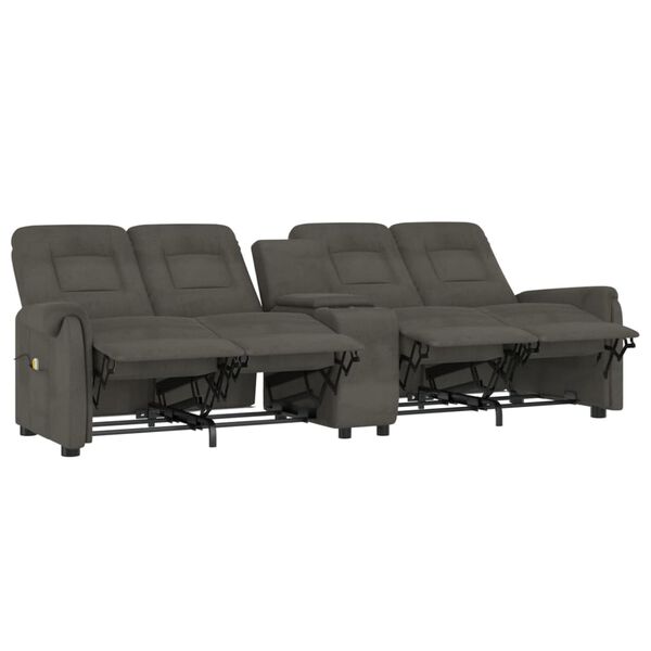 vidaXL Fauteuil de massage inclinable porte-gobelet 4places gris foncé