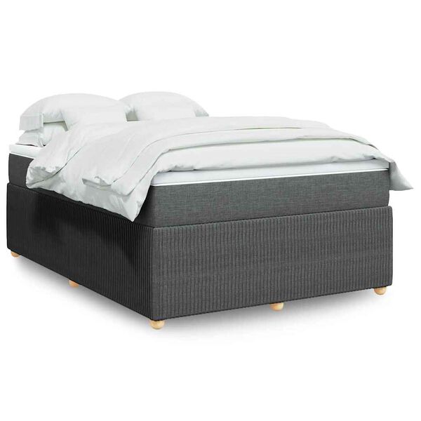 vidaXL Sommier &agrave; lattes de lit avec matelas Gris fonc&eacute; 160x200cm Tissu