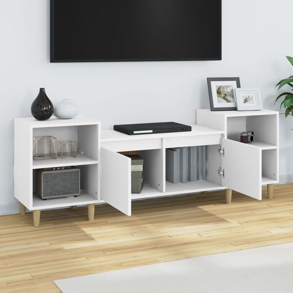 vidaXL Meuble TV Blanc 160x35x55 cm Bois d'ing&eacute;nierie