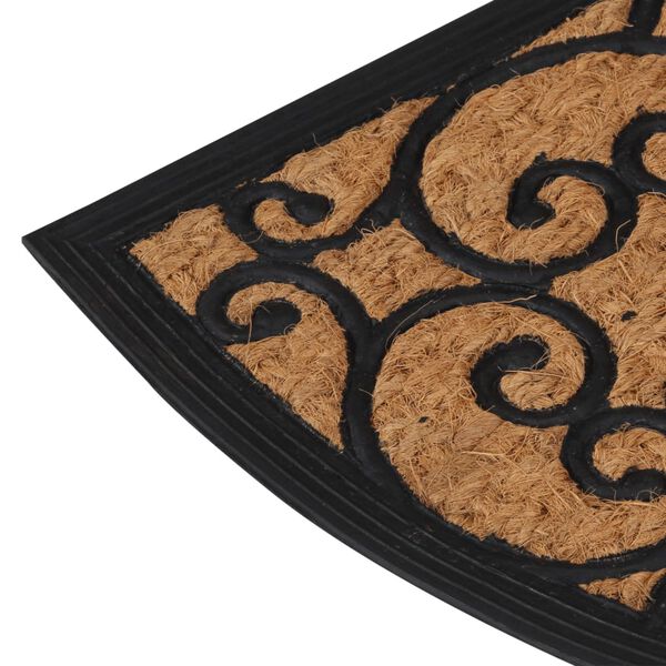 vidaXL Tapis de porte demi-rond 45x75 cm caoutchouc et fibre de coco
