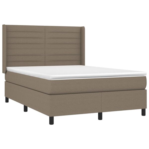 vidaXL Sommier &agrave; lattes de lit matelas et LED Taupe 140x200 cm Tissu