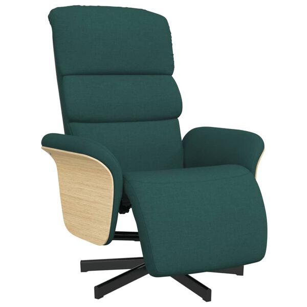 vidaXL Fauteuil inclinable avec repose-pieds vert fonc&eacute; tissu