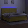 vidaXL Sommier &agrave; lattes de lit et matelas et LED Vert 200x200 cm Tissu