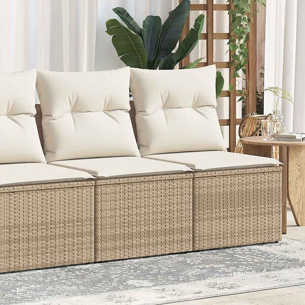 vidaXL Salon de jardin avec coussins 2 pcs beige résine tressée acacia