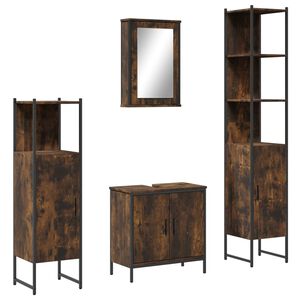vidaXL Ensemble de meubles de salle de bain 4 pcs Ch&ecirc;ne fum&eacute; Bois