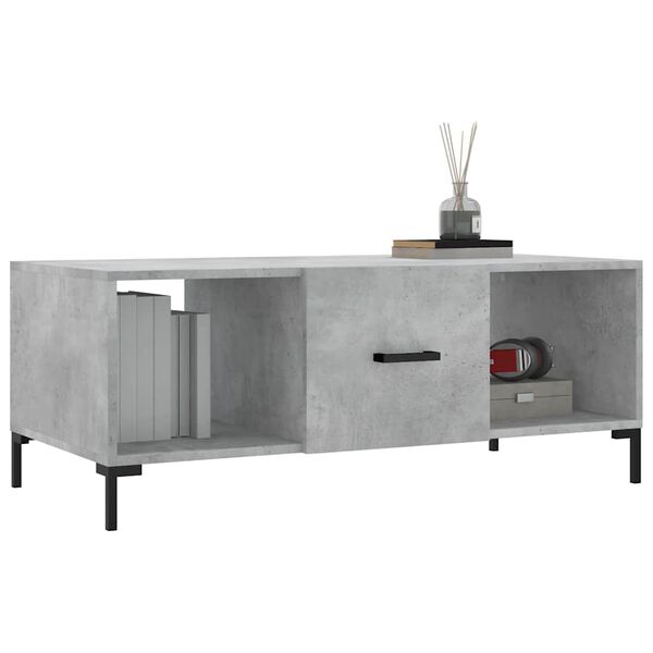 vidaXL Table basse gris b&eacute;ton 102x50x40 cm bois d'ing&eacute;nierie