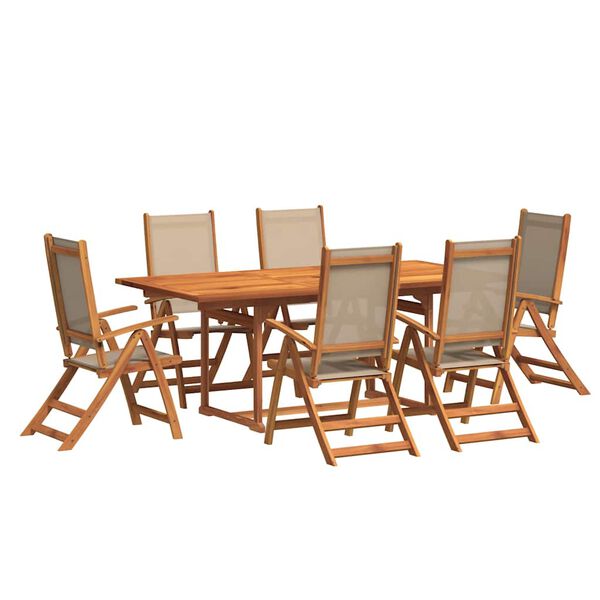 vidaXL Ensemble &agrave; Manger de jardin 7pcs bois d'acacia solide textil&egrave;ne