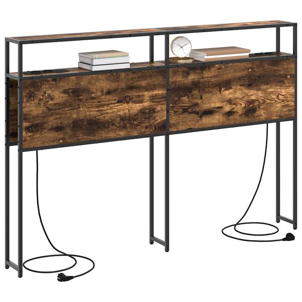 vidaXL T&ecirc;te de lit de rangement Ch&ecirc;ne fum&eacute; 160 cm Bois d'ing&eacute;nierie