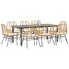 vidaXL Ensemble &agrave; manger jardin coussins 9pcs marron poly rotin verre