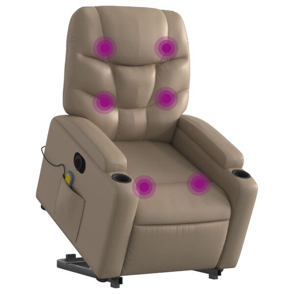 vidaXL Fauteuil inclinable de massage &eacute;lectrique cappuccino similicuir