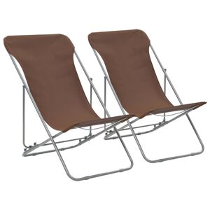 vidaXL Chaises pliantes (lot de 2) en acier et tissu Oxford marron