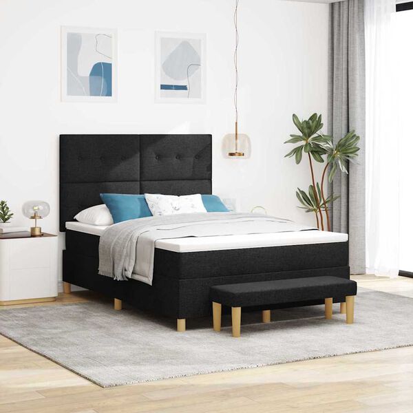 vidaXL Lit &agrave; ressorts avec matelas Noir 140 x 190 cm tissu