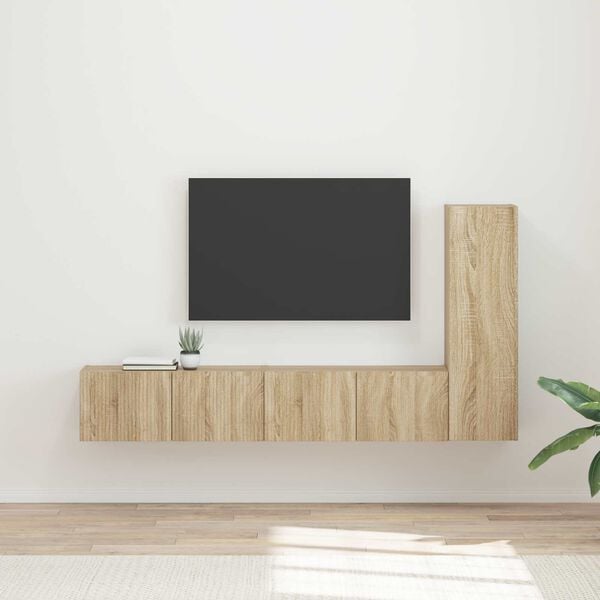 vidaXL Ensemble meuble TV 2 pcs Ch&ecirc;ne Sonoma Bois d'ing&eacute;nierie
