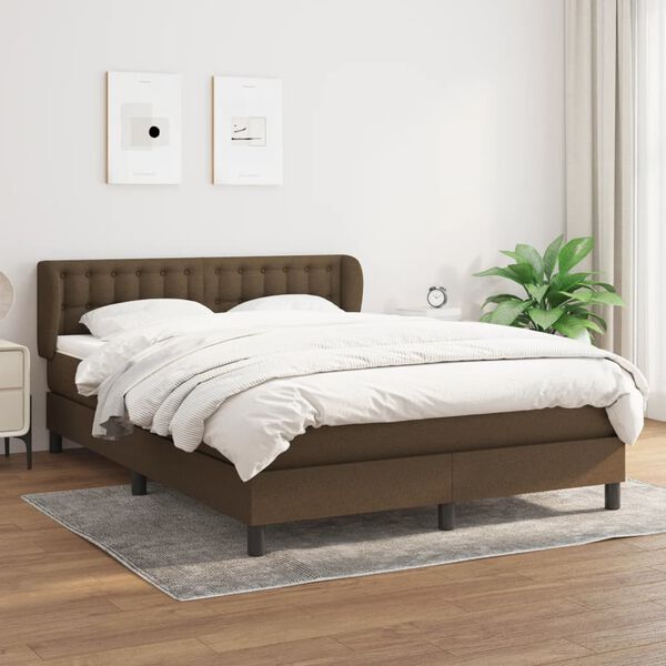 vidaXL Sommier &agrave; lattes de lit avec matelas Marron fonc&eacute; 140x200 cm