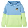 Sweatshirt &agrave; capuche pour enfants bleu et jaune tendre 104