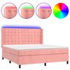 vidaXL Sommier &agrave; lattes de lit matelas et LED Rose 160x200 cm Velours
