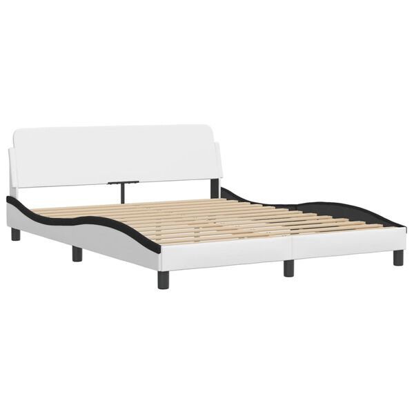 vidaXL Lit avec matelas Zadar blanc et noir 160x200 cm similicuir