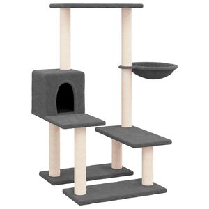 vidaXL Arbre &agrave; chat avec griffoirs en sisal Gris fonc&eacute; 94,5 cm