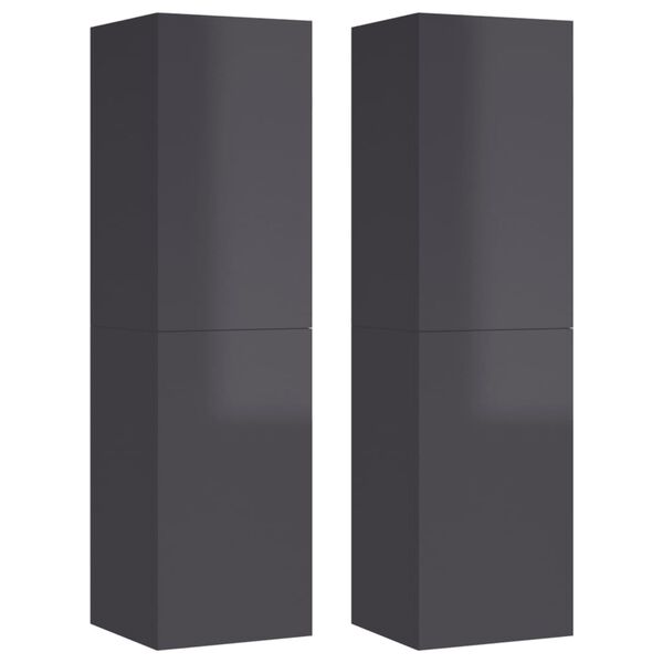 vidaXL Meubles TV 2 pcs Gris brillant 30,5x30x110 cm Bois d&rsquo;ing&eacute;nierie