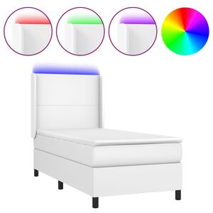 vidaXL Sommier &agrave; lattes de lit matelas LED Blanc 80x200cm Similicuir