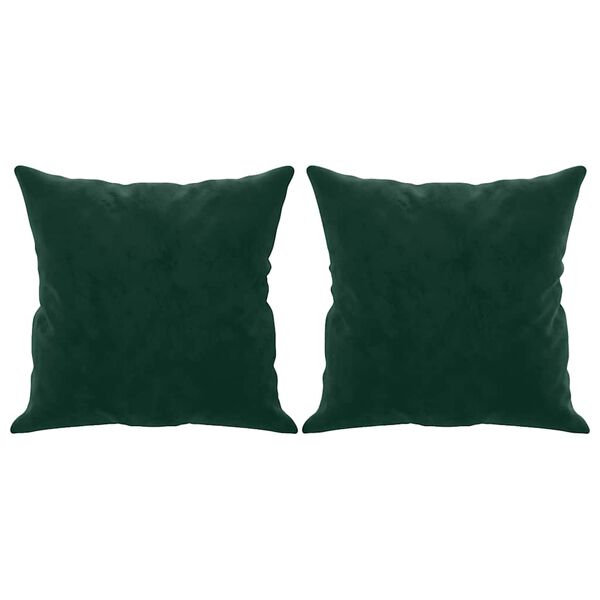 vidaXL Coussins d&eacute;coratifs lot de 2 Vert fonc&eacute; 40x40 cm Velours