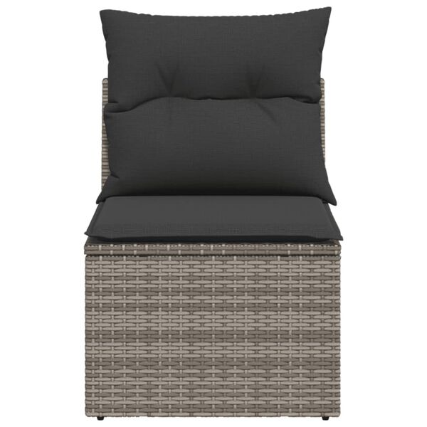 vidaXL Chaise de jardin sans accoudoirs avec coussins gris poly rotin